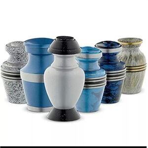 Set of 6 Fedmax Small Keepsake Cremation Urns for Human Ashes w/Velvet Box READ